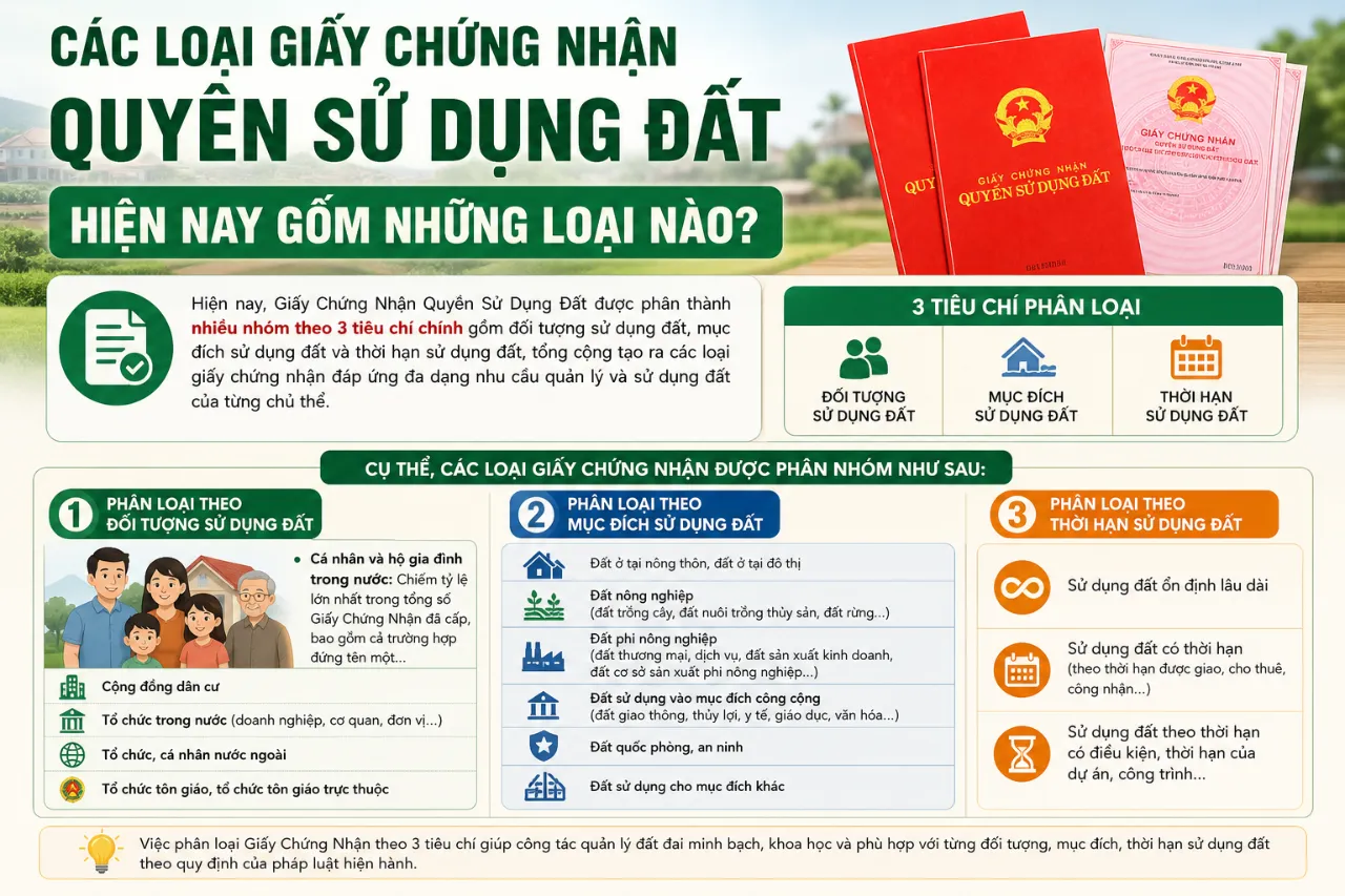 Các Loại Giấy Chứng Nhận Quyền Sử Dụng Đất Hiện Nay Gồm Những Loại Nào?