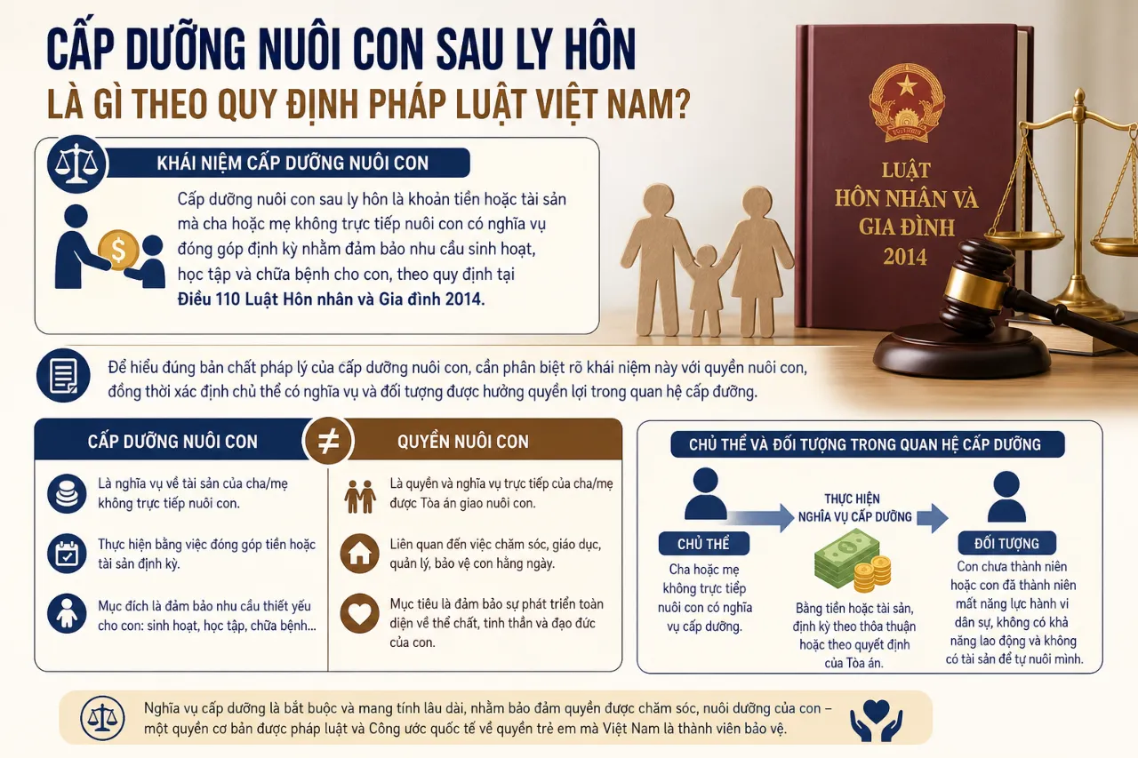 Cấp dưỡng nuôi con sau ly hôn là gì theo quy định pháp luật Việt Nam?