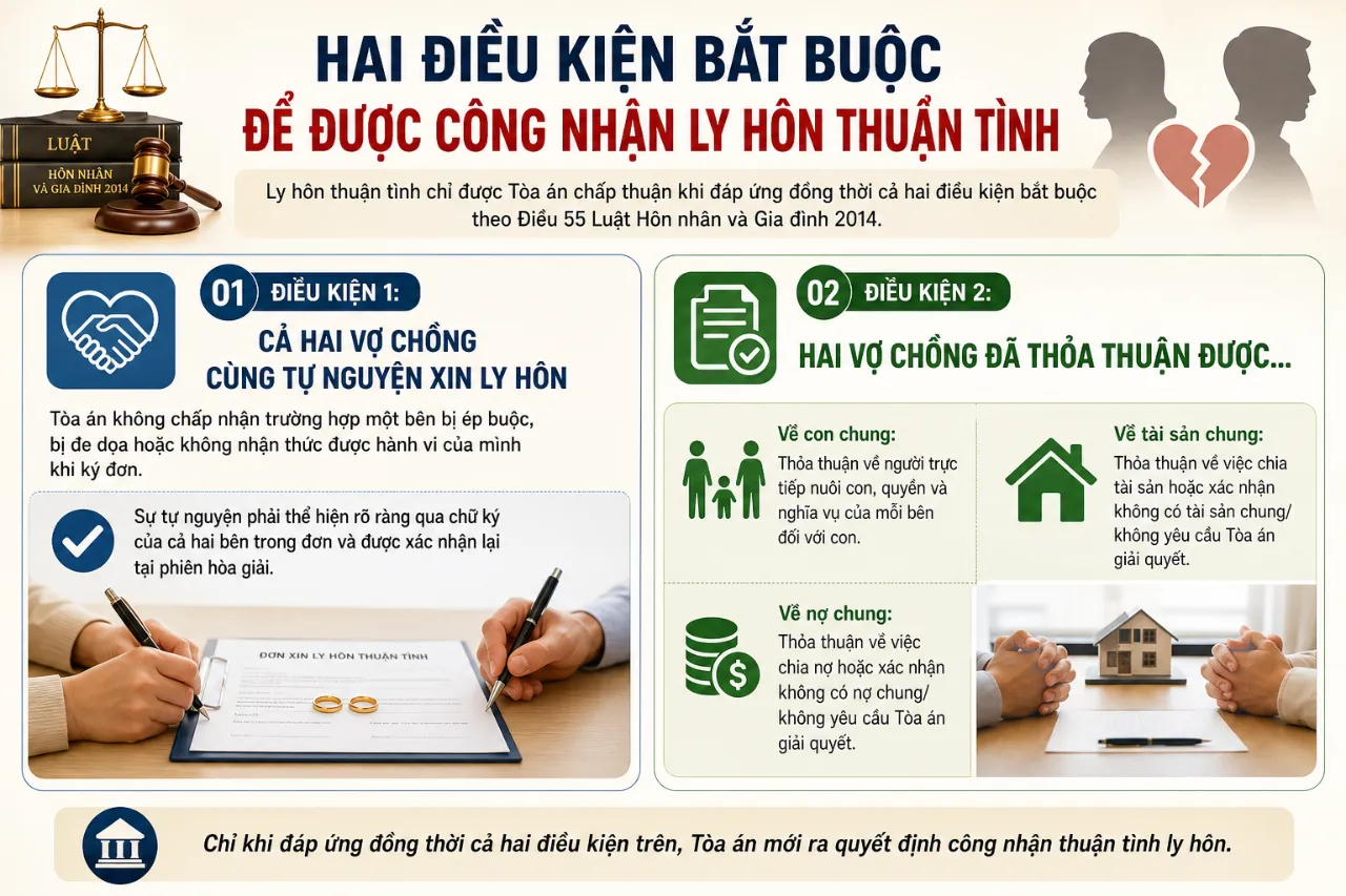 Hai Điều Kiện Bắt Buộc Để Được Công Nhận Ly Hôn Thuận Tình