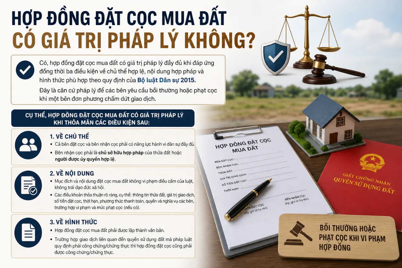 Hợp Đồng Đặt Cọc Mua Đất Có Giá Trị Pháp Lý Không?