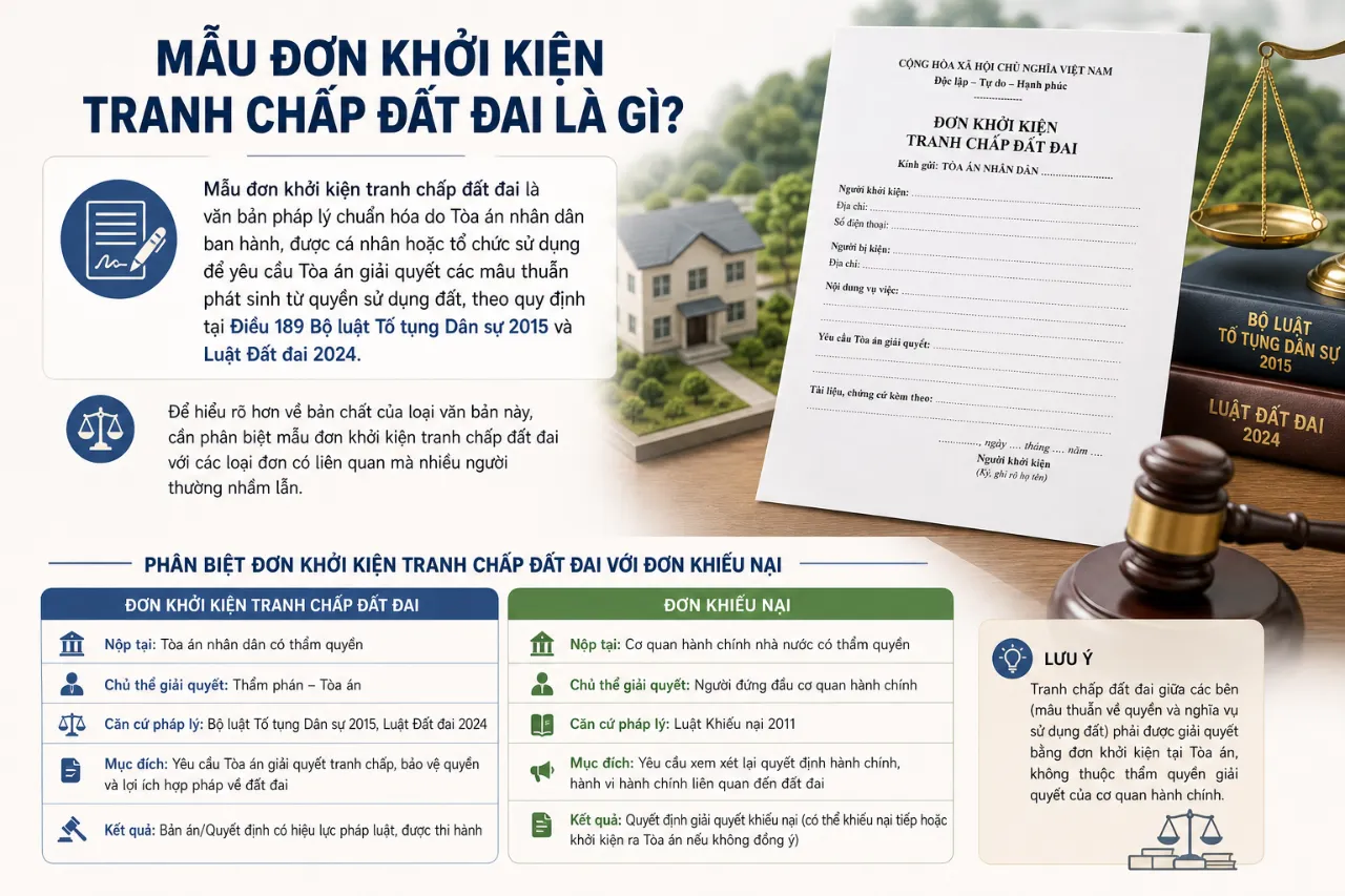 Mẫu đơn khởi kiện tranh chấp đất đai là gì?