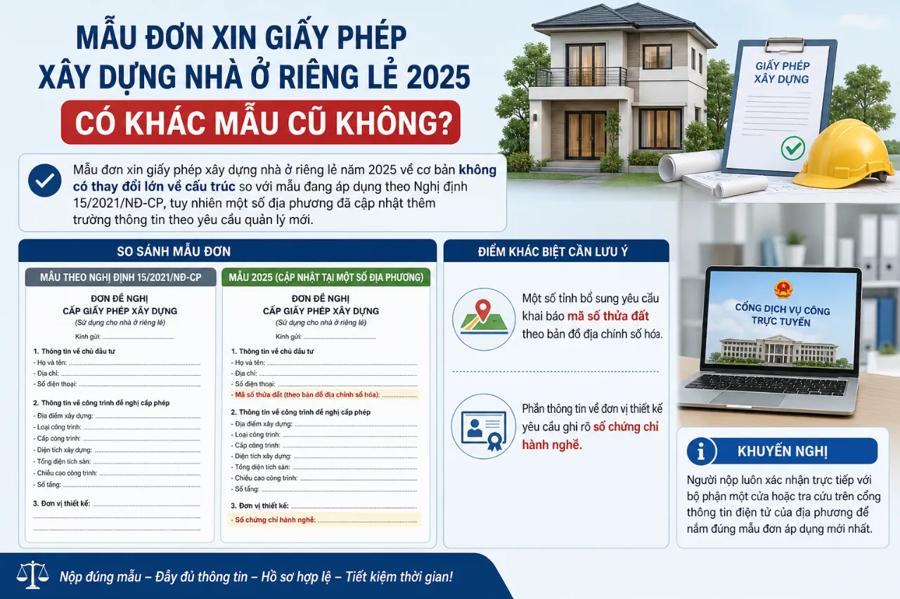 Mẫu Đơn Xin Giấy Phép Xây Dựng Nhà Ở Riêng Lẻ 2025 Có Khác Mẫu Cũ Không?