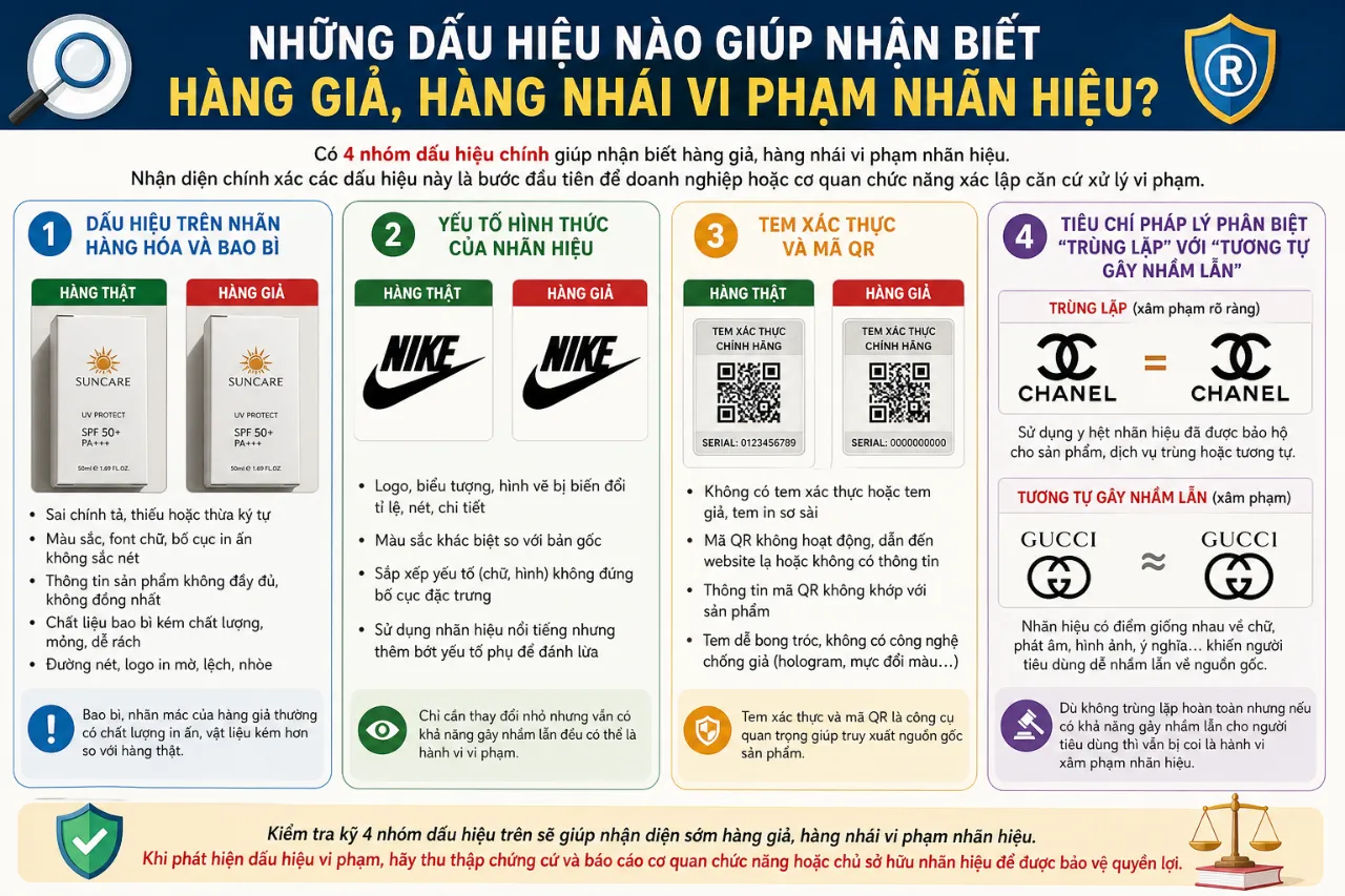 Những Dấu Hiệu Nào Giúp Nhận Biết Hàng Giả, Hàng Nhái Vi Phạm Nhãn Hiệu?