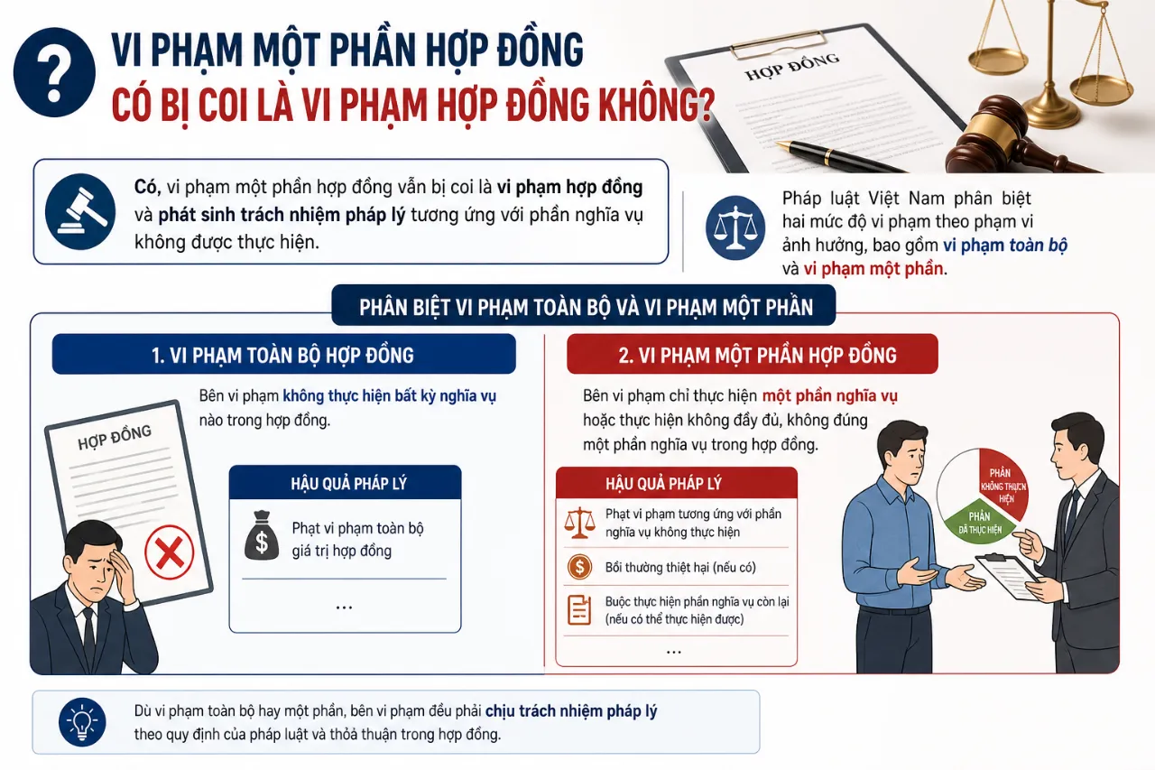 Vi phạm một phần hợp đồng có bị coi là vi phạm hợp đồng không?
